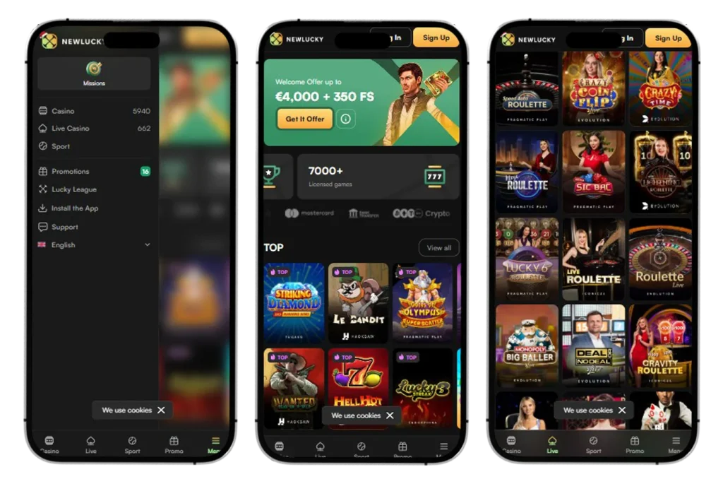 NewLucky Casino Mobiele versie