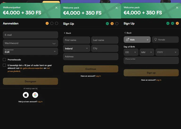 NewLucky Casino Registratie
